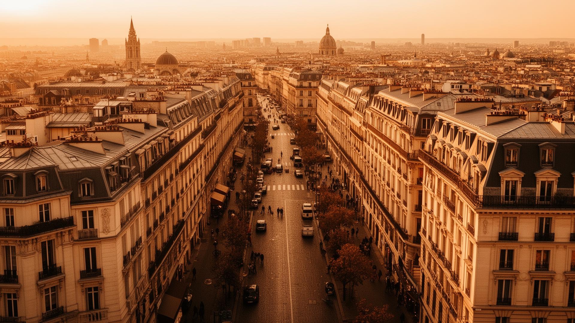 Cidade europeia ao entardecer